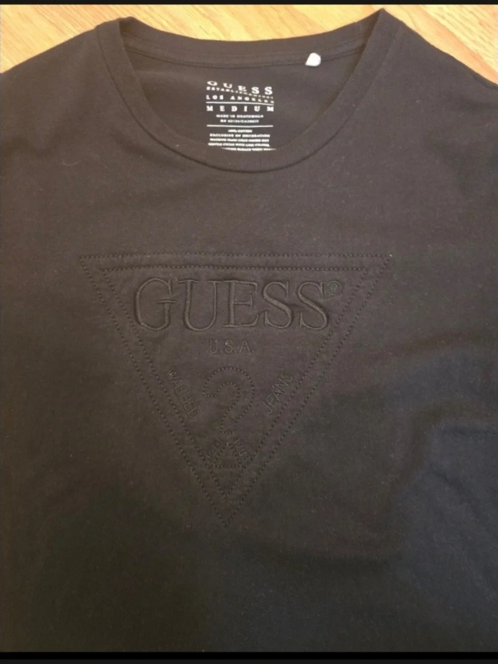Guess Black Short Sleeve Embroidered Logo Tee - Picture 2 of 4